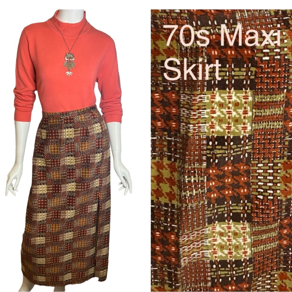 Vintage 70s Patchwork Maxi Skirt Size M
